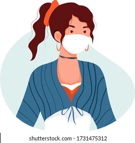 People wearing medical mask vector Illustration. 