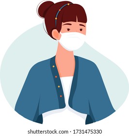 People wearing medical mask vector Illustration. 