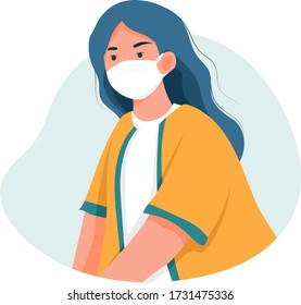 People wearing medical mask vector Illustration. 