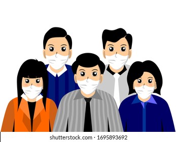 People wearing medical masks vector illustration