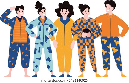 people wearing pajamas flat style isolated on background