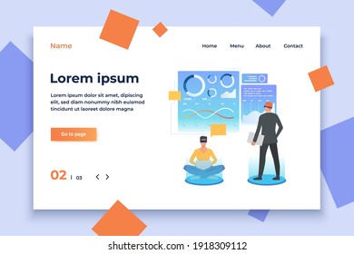 People wearing virtual reality glasses and working in VR interface. Future, VR, cyberspace concept. Vector illustration can be used for topics like business, technology, virtual reality