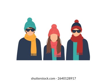 People wearing winter hat and scarf