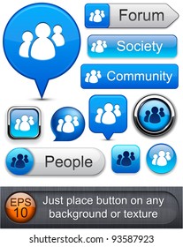 People web blue buttons for website or app. Vector eps10.