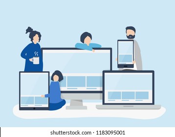 People with web design concept illustration