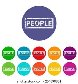 People web flat icon in different colors. Vector Illustration