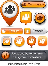 People web orange buttons for website or app. Vector eps10.