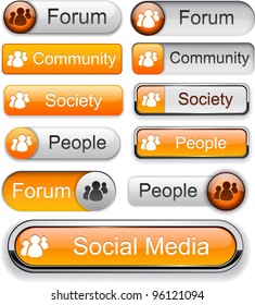People web orange buttons for website or app. Vector eps10.