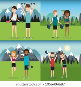 people weight lifting in the field