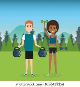 people weight lifting in the field