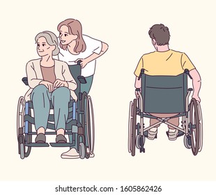 People in wheelchairs in