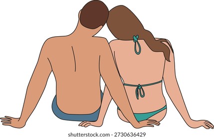Personas mientras hace vacaciones o ilustración de vacaciones