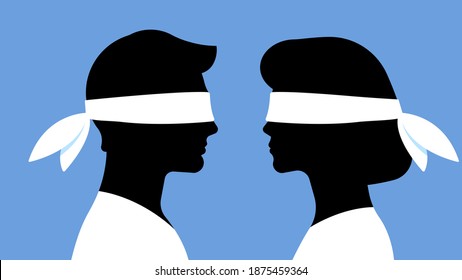 Premium Vector  One person blindfolded and controlling the other person  outline simple vector illustration