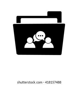 people - white vector icon ; black folder