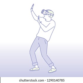 People who are amazed at the graphics of the illusion wearing glasses. hand drawn style vector design illustrations.