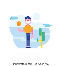 People who are in anxiety and fear because of viruses. design Illustration is flat. Beware of viruses