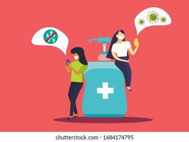 People who are in anxiety and fear because of the corona virus. Wuhan corona virus illustration. Wuhan pneumonia illustration.