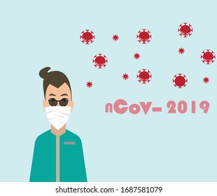 
People who are in anxiety and fear because of the corona virus. Illustration of Wuhan corona virus. Illustration of Wuhan pneumonia ncov-2019