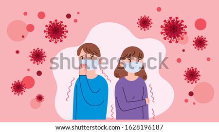 People who are in anxiety and fear because of the corona virus. Wuhan corona virus illustration. Wuhan pneumonia illustration. Stock photo © 