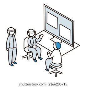 People who can show their PC to people wearing protective clothing