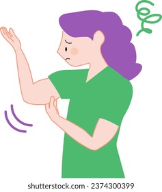 People who care about her sagging upper arm.The background is transparent.