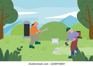 People who cut grass and maintain the graves of their ancestors.