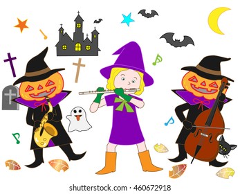 People who disguise itself by Halloween, and enjoy music.