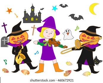 People who disguise itself by Halloween, and enjoy music.