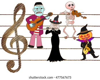 People who disguise itself by Halloween, and enjoy music.