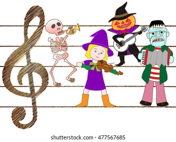 People who disguise itself by Halloween, and enjoy music.