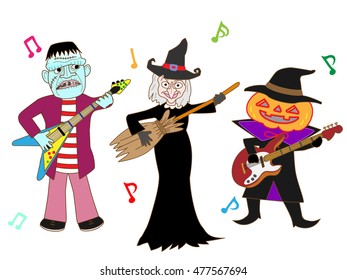 People who disguise itself by Halloween, and enjoy music.