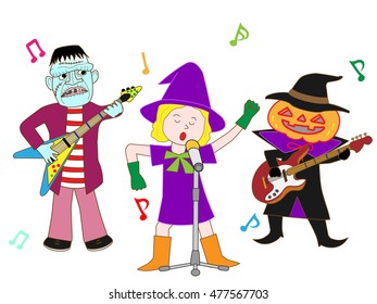 People who disguise itself by Halloween, and enjoy music.