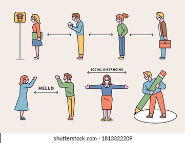 People who distance themselves from each other. flat design style minimal vector illustration.
