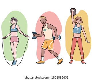 People who do various sports. hand drawn style vector design illustrations. 