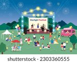 People who enjoy outdoor festivals on midsummer nights and singers and performers performing on stage