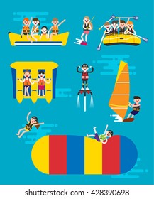 People who enjoy water recreation vector illustration