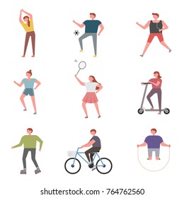 People who exercise for health vector illustration flat design