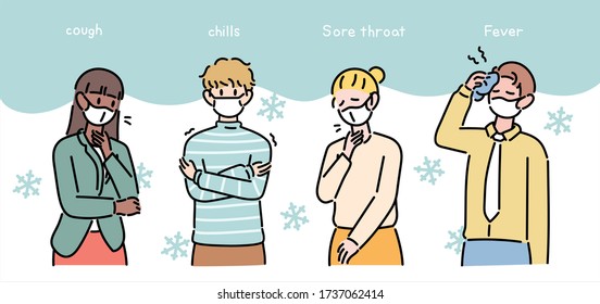 People who have a cold. hand drawn style vector design illustrations. 