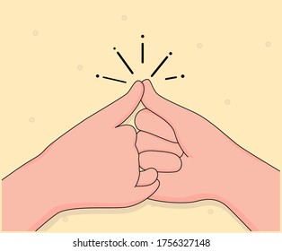 people who keep their promises illustration set. hand, finger, thumb, keep. Vector drawing. Hand drawn style.