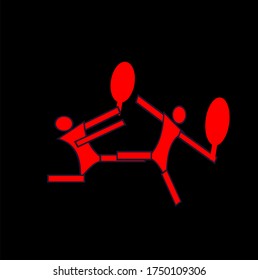 people who are on the move doing tennis on a black background