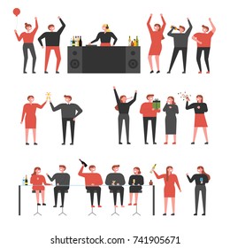 People who party in the club vector illustration flat design