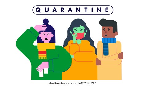 People who are quarantined because of the coronavirus pandemic illustration vector