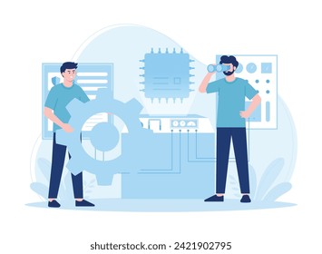 people who repair  machines trending concept flat illustration