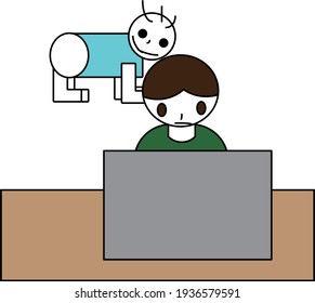 People who work on computers while raising children at home