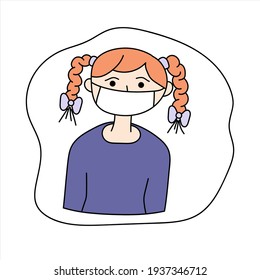 People who are worried and afraid of the coronavirus. Virus. Coronavirus. Sick child girl. Vector illustration