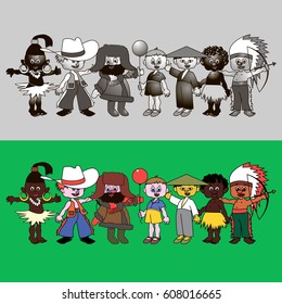 People of the whole Earth, vector, isolated