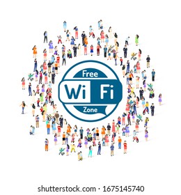 People wifi sign, people wifi network connection. Vector illustration