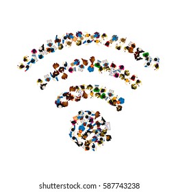 People wifi sign, people wifi network. Vector illustration,