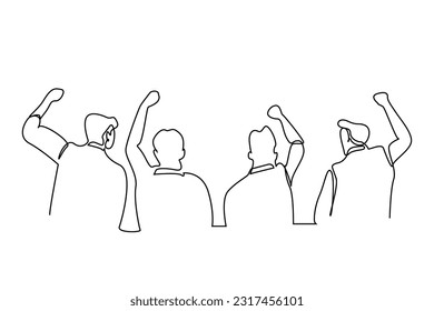 people win victory celebration protest line art