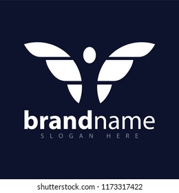 People with wing logo icon vector template